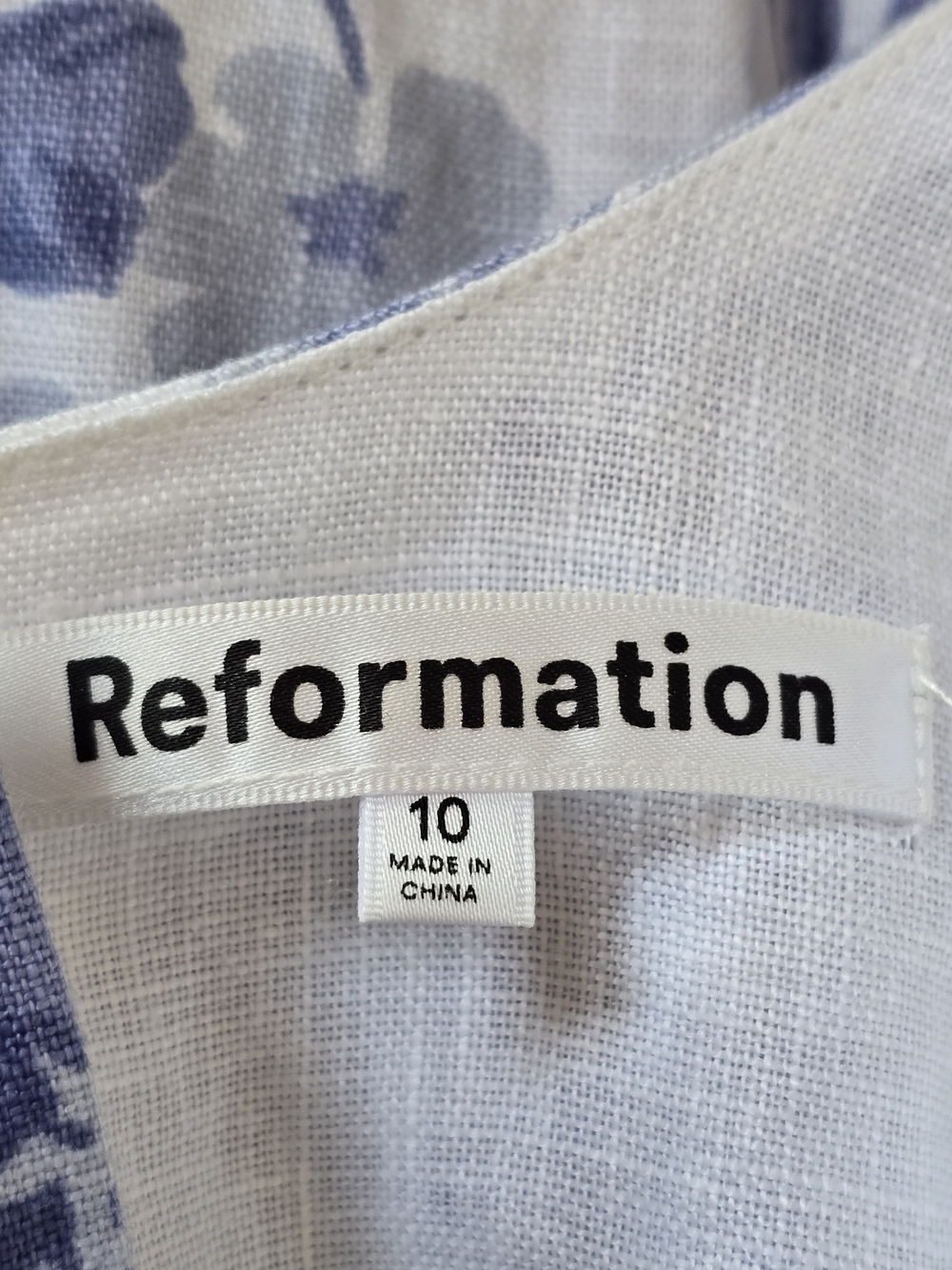 Reformation Bucatini Linen Midi Dress in Blue/White Lucerne Floral Print. Sz 10 - Picture 8 of 9
